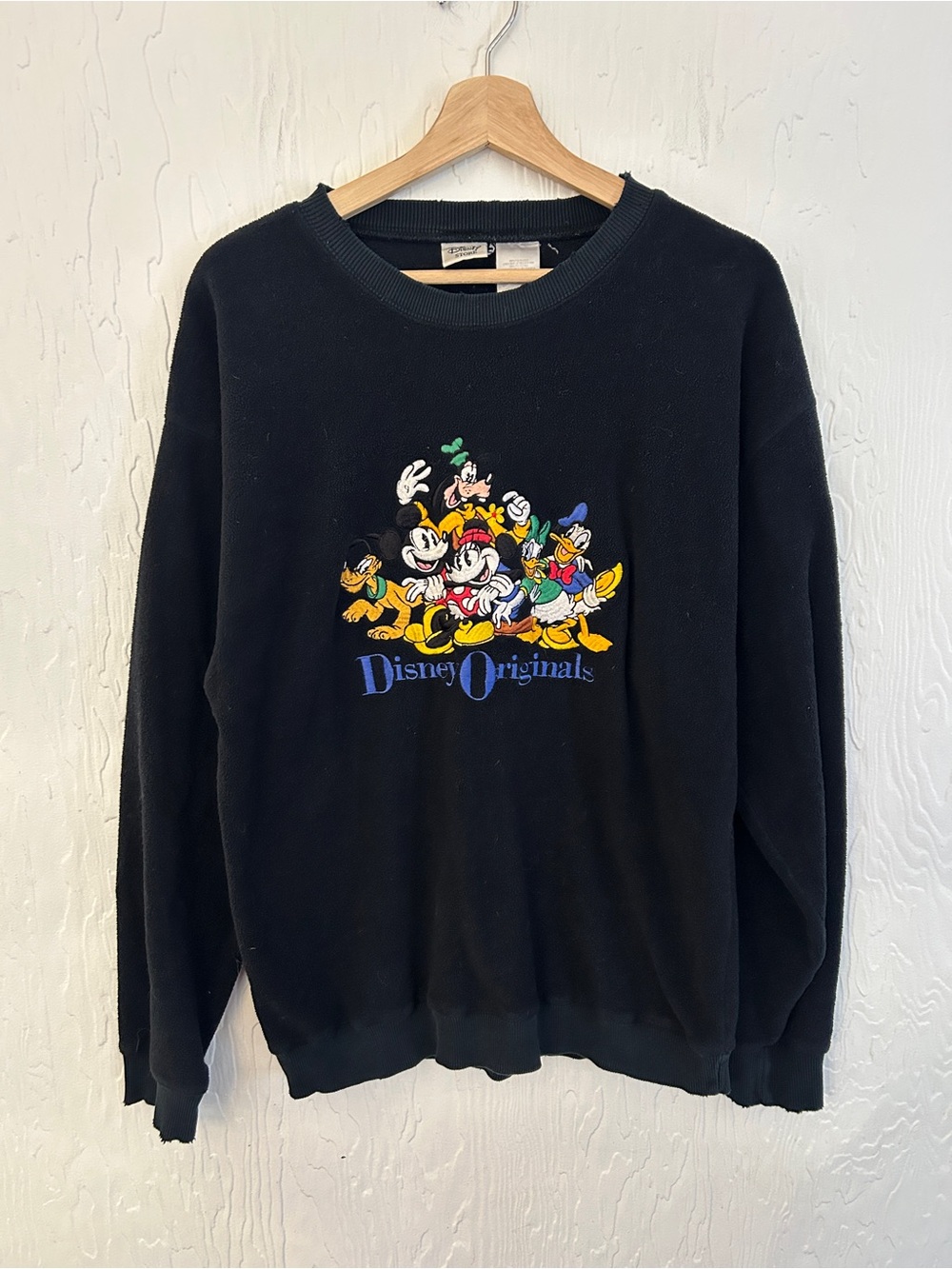 DISNEY Vintage 90s Original Characters Embroidered Fleece Sweatshirt Large